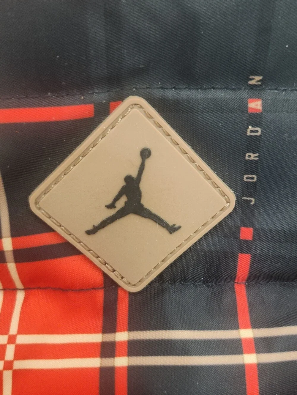 Jordan Black and Red Plaid Backpack with Tan Accents Like New!!